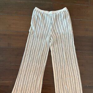 Zara beige striped wide-leg pants, size S